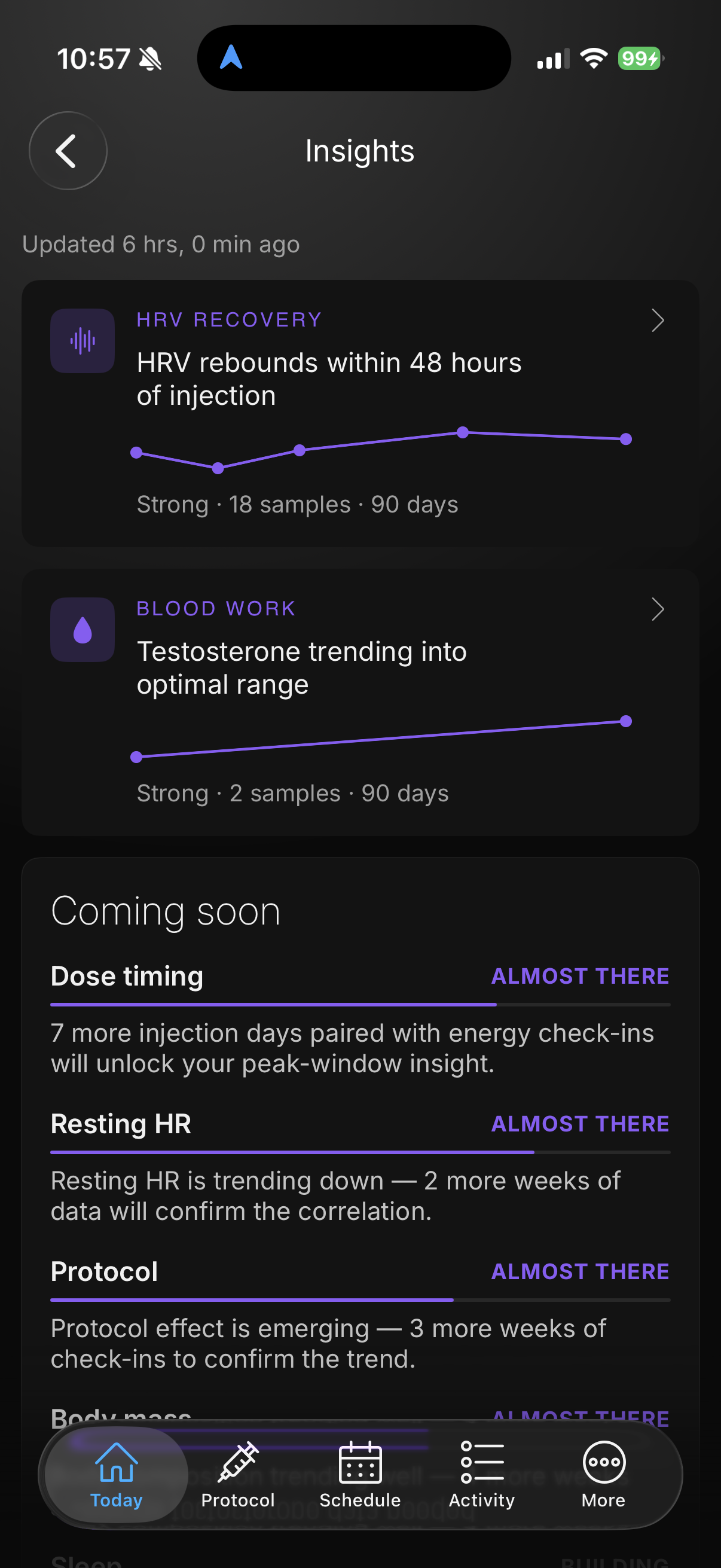 TRT Companion Insights screen